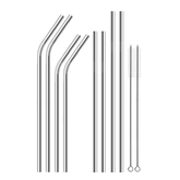2 Packs of Metal Straws 3 Different Styles with Cleaning Tool in Each Set - Chengfa